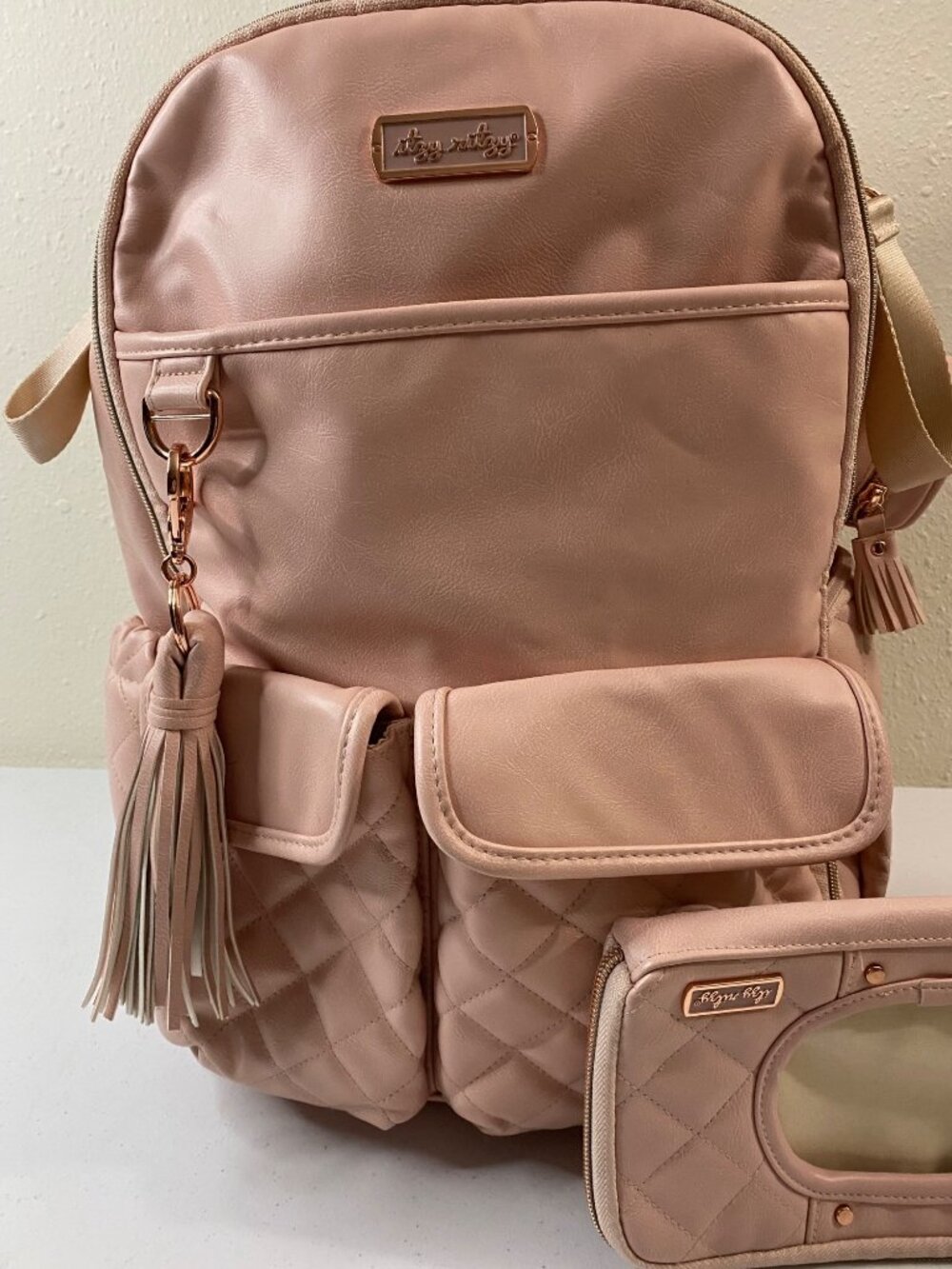 Itzy Ritzy Diaper Bag Backpack Pink Quilted Baby Bag Set - Picture 3 of 16